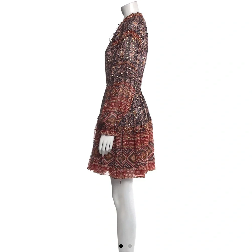 ULLA JOHNSON Erisa Silk Ruffled Boho Dress - Picture 4 of 16